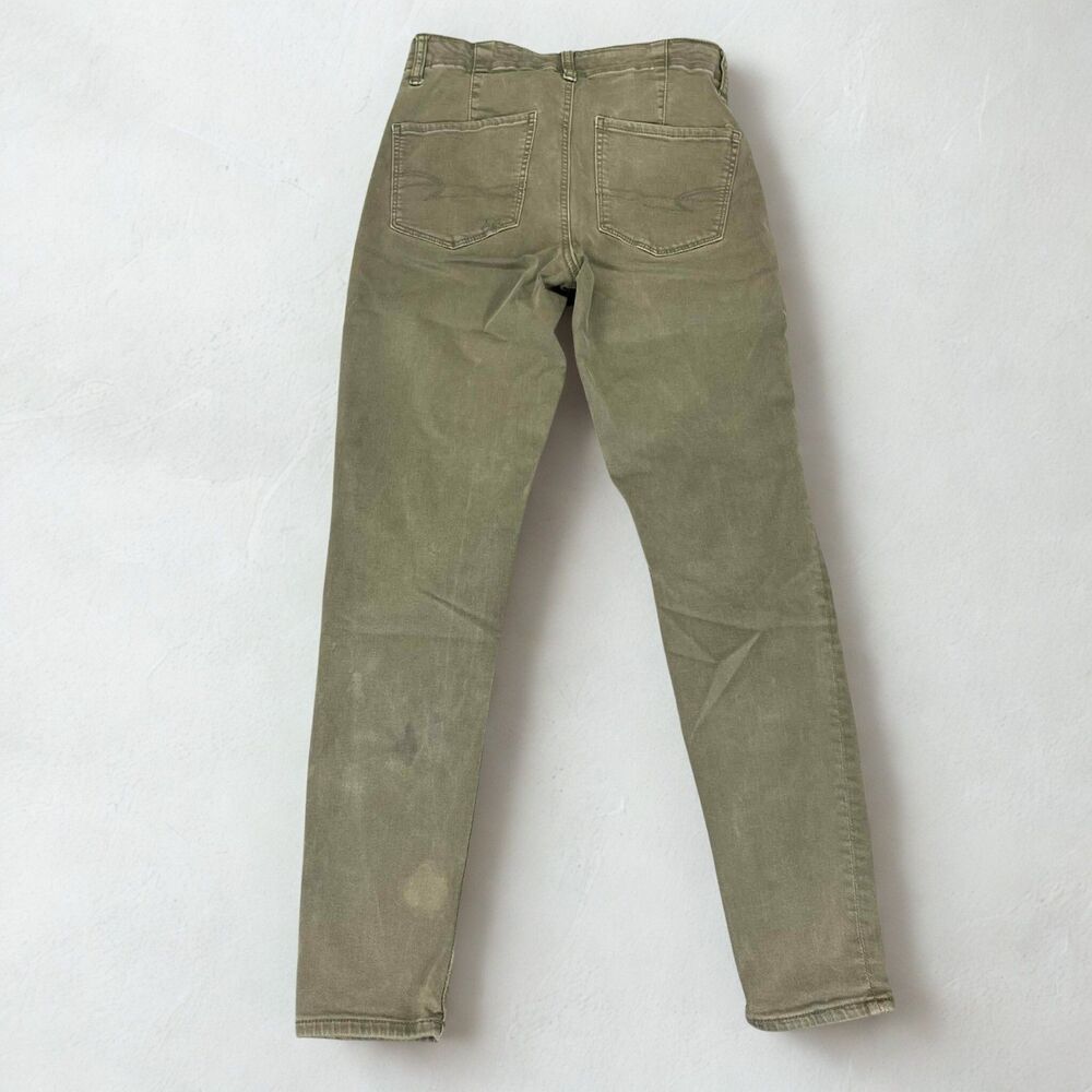 American Eagle Jeans Women 6 Green Jegging Cargo Next Level Stretch Stained - Picture 2 of 11